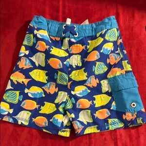 Colorful Fish Print Kids Swim Shorts